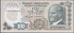 6.EMİSYON 1.TERTİP 100 LİRA E73 125637 ÇÇT ÇİLALTI ( HAFİF KAYIK BASKI )