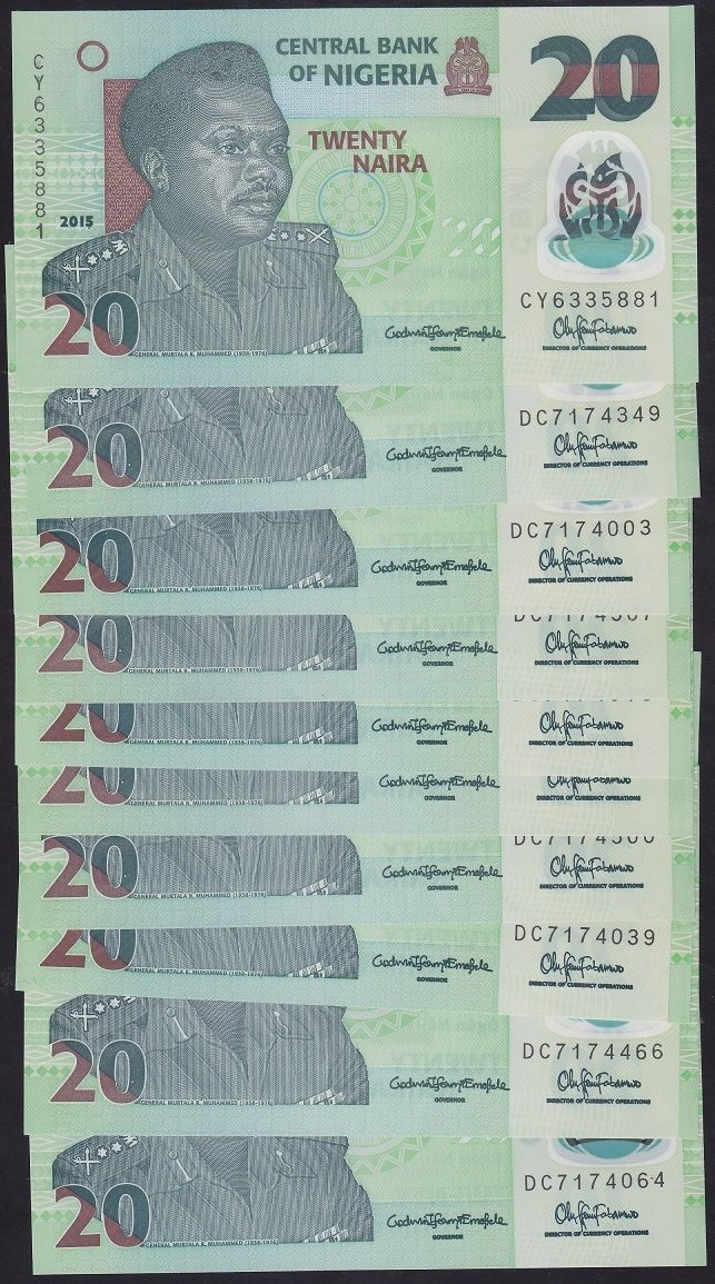 NİJERYA 20 NAİRA 2015 ÇİL POLYMER ( 10 ADET)