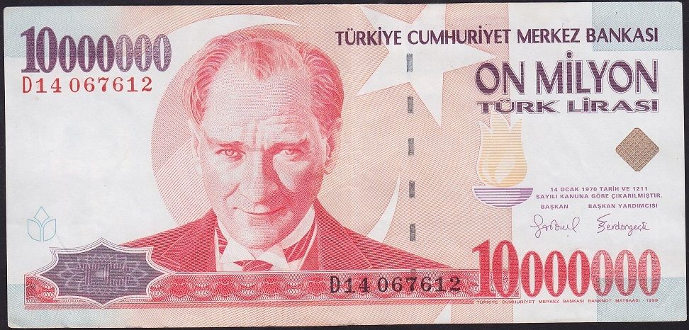 7.Emisyon 10 000 000 Lira D14 067612 Çok Çok Temiz