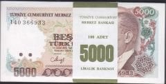 7.Emisyon 4.Tertip 5000 Lira I40 Deste (100 Adet) Çil