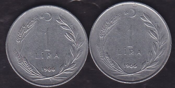 1966 Yılı 1 Lira (Ters Düz Takım)