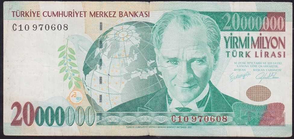 7.Emisyon 20000000 Lira C10 970608 Çok Temiz
