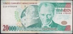 7.Emisyon 20.000.000 Lira C10 970608 Çok Temiz
