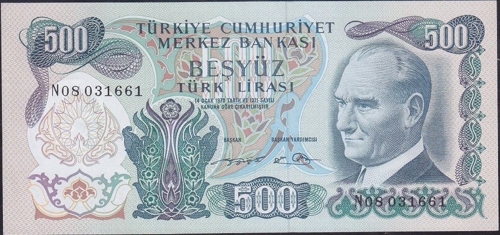 6.Emisyon 2.Tertip 500 Lira N08 031661 Çilaltı Çil