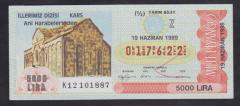 1989 19 HAZİRAN YARIM BİLET KARS