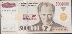 7.Emisyon 5 000 000 Lira H58 163526 Çok Temiz