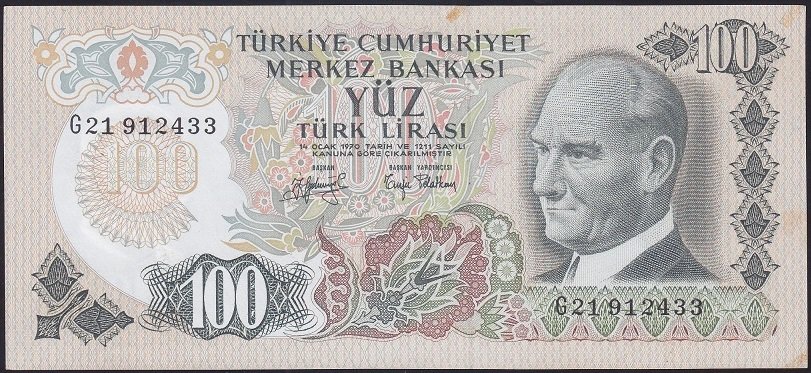 6.EMİSYON 2.TERTİP 100 LİRA G21 912433 ÇİLALTI