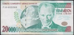 7.EMİSYON 20 000 000 LİRA F39 055589 ÇÇT +