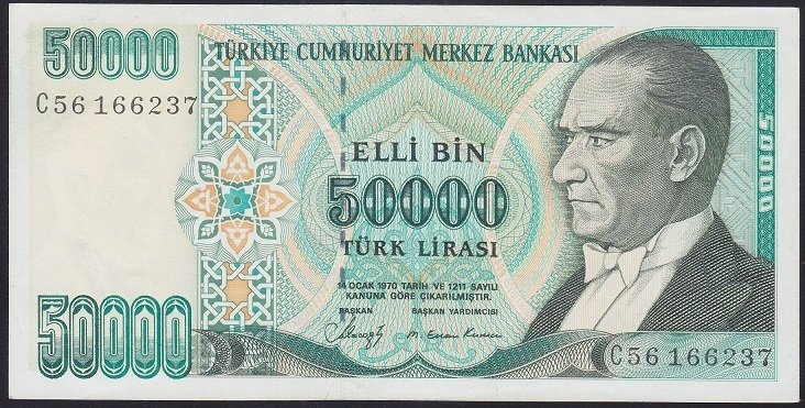 7.EMİSYON 1.TERTİP 50000 LİRA C56 166237 ÇİLALTI