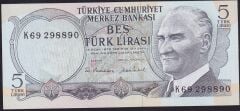 6.Emisyon 2.Tertip 5 Lira K69 298890 Çil
