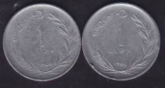 1960 Yılı 1 Lira (Ters Düz Takım)