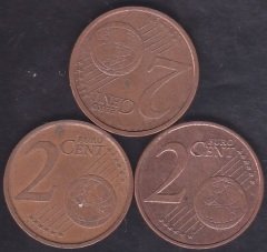 AVRUPA BİRLİĞİ 2 CENT 3 FARKLI ÜLKE MADENİ PARA LOT