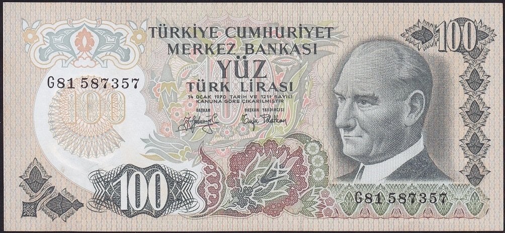 6.Emisyon 2.Tertip 100 Lira G81 587357 Çilaltı Çil