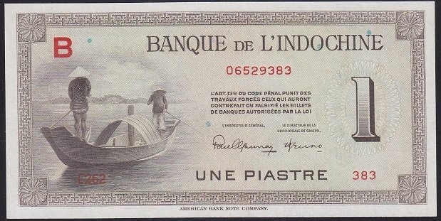 FRENCH İNDOCHİNA 1 PİASTRE 1945 ÇİL eski para mezat