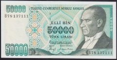 7.EMİSYON 1.TERTİP 50000 LİRA B78 137111 ÇİLALTI