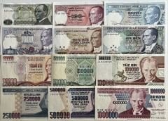7.Emisyon Kağıt Para Lotu 12 Farklı Çil