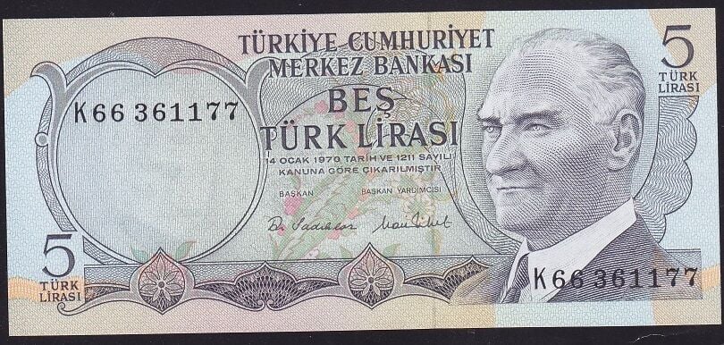 6.Emisyon 2.Tertip 5 Lira K66 361177 Çil