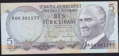 6.Emisyon 2.Tertip 5 Lira K66 361177 Çil