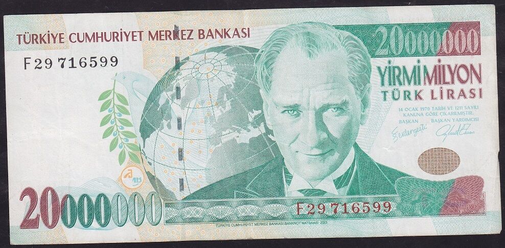 7.Emisyon 20000000 Lira F29 716599 Çok Temiz+