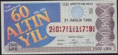 1986 31 Aralık Çeyrek Bilet - N Serisi