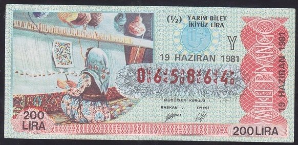 1981 19 HAZİRAN YARIM BİLET - Y SERİSİ