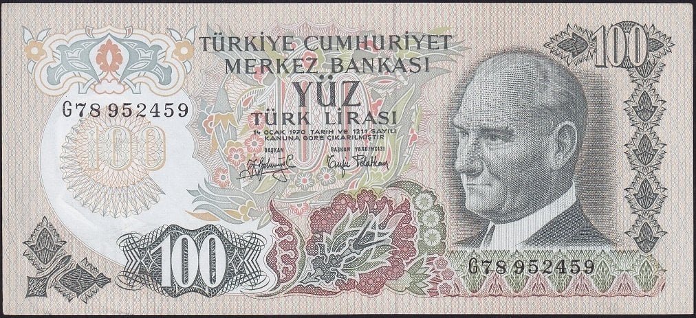 6.Emisyon 2.Tertip 100 Lira G78 952459 Çilaltı Çil