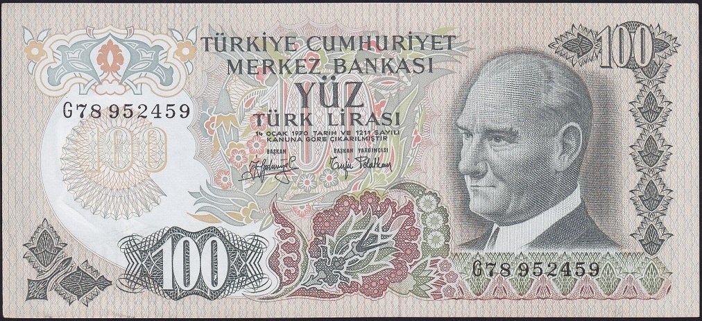 6.Emisyon 2.Tertip 100 Lira G78 952459 Çilaltı Çil