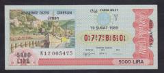 1989 19 ŞUBAT YARIM BİLET GİRESUN