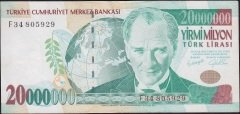 7.Emisyon 20 000 000 Lira F34 805929 Çok Çok Temiz