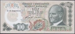6.EMİSYON 1.TERTİP 100 LİRA E25 040931 ÇİLALTI ÇİL eski para alan yerler