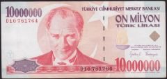 7.Emisyon 10 000 000 Lira D10 781764 Çok Temiz+