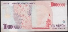7.Emisyon 10 000 000 Lira D10 781764 Çok Temiz+
