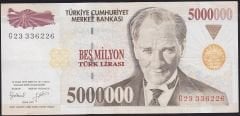 7.Emisyon 5 000 000 Lira G23 336226 Çok Temiz+