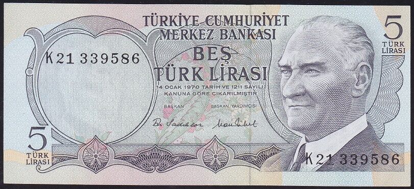 6.Emisyon 2.Tertip 5 Lira K21 339586 Çilaltı Çil