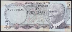 6.Emisyon 2.Tertip 5 Lira K21 339586 Çilaltı Çil
