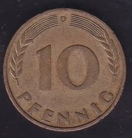 Almanya 10 Pfennig 1950 D