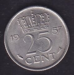 Hollanda 25 Cent 1957