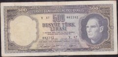 5.Emisyon 4.Tertip 500 Lira Y37 002252 Çok Temiz