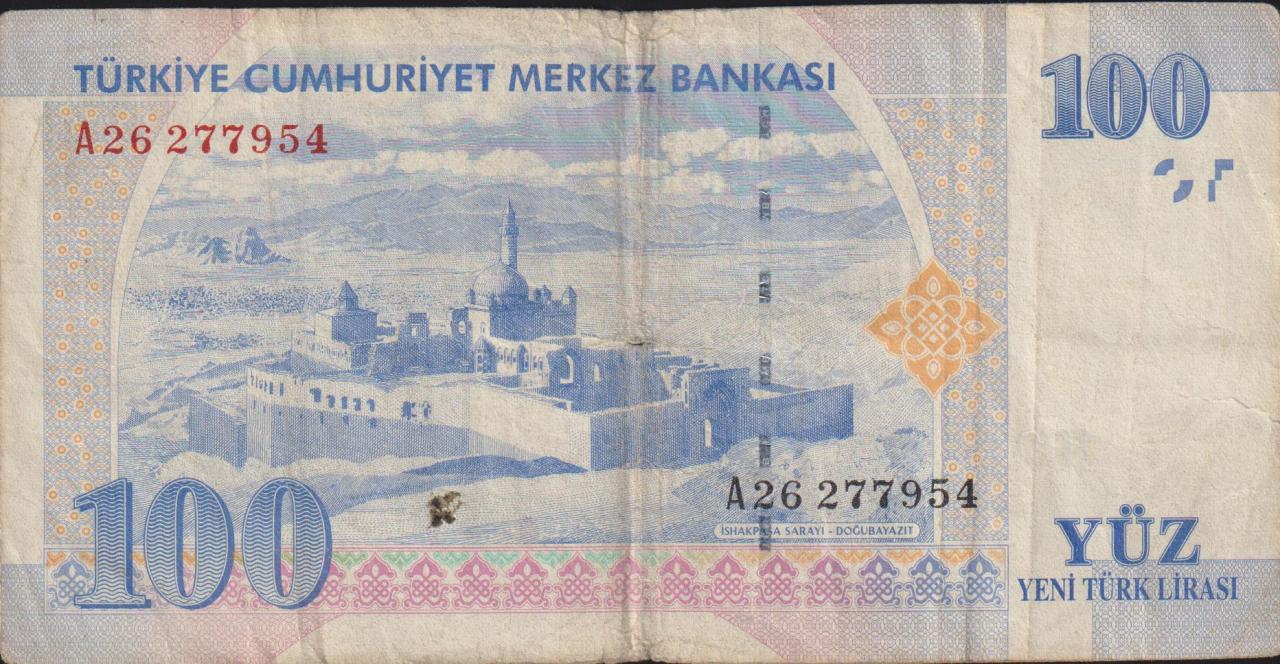 8.Emisyon 100 YTL A26 277954 Temiz