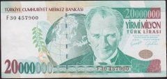 7.Emisyon 20 000 000 Lira F30 457900 Çok Çok Temiz