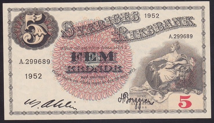 İsveç 5 Kron 1952 ÇİL Pick 33ai