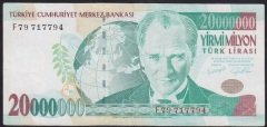 7.EMİSYON 20 000 000 LİRA F79 717794 ÇOK TEMİZ +