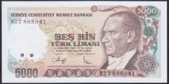 7.EMİSYON 4.TERTİP 5000 LİRA H27 868941 ÇİL