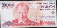 7.Emisyon 10 000 000 Lira D07 391827 Çok Temiz+