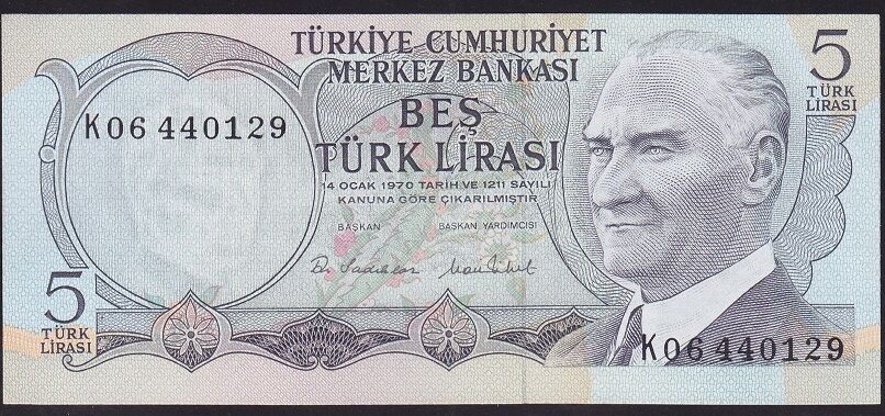 6.Emisyon 2.Tertip 5 Lira K06 440129 Çilaltı Çil