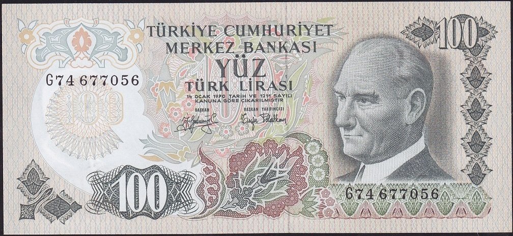 6.Emisyon 2.Tertip 100 Lira G74 677056 Çil