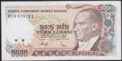 7.EMİSYON 4.TERTİP 5000 LİRA H19 579211 ÇOK TEMİZ