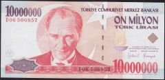 7.Emisyon 10 000 000 Lira D06 506857 Temiz