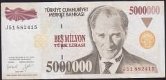 7.Emisyon 5 000 000 Lira J51 882415 Çok Temiz+