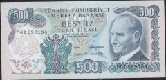 6.Emisyon 2.Tertip 500 Lira M67 390194 Çok Çok Temiz +